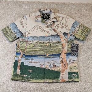 Rebel Vengeance Tapestry Shirt Mens Small Japanese Mt. Fuji Landscape Jacket